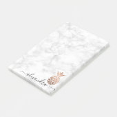 Elegante Kupferkiefer-Rose, weißer Marmor Post-it Klebezettel (angewinkelt)