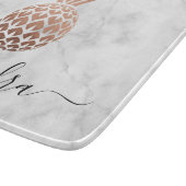 Elegante Kupferkiefer-Rose, weißer Marmor Schneidebrett (Ecke)