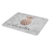 Elegante Kupferkiefer-Rose, weißer Marmor Schneidebrett (Ecke)