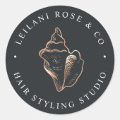 Elegante Kupferkonch-Muschel Personalisiert Runder Aufkleber (Vorderseite)