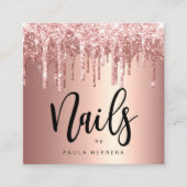 Elegante Kupfernageln der Rose Gold Glitzer Tropfe Quadratische Visitenkarte (Vorderseite)