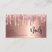 Elegante Kupfernageln der Rose Gold Glitzer Tropfe Terminkarte (Rückseite)