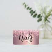 Elegante Kupfernageln der Rose Gold Glitzer Tropfe Visitenkarte (Stehend Vorderseite)