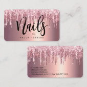 Elegante Kupfernageln der Rose Gold Glitzer Tropfe Visitenkarte (Vorne/Hinten)