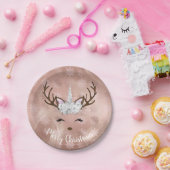 Elegante Kupferrentiere aus Rose, Goldmarmor Pappteller (Party)