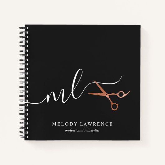 Elegante Kupferschere aus Rose Notizblock (Vorderseite)