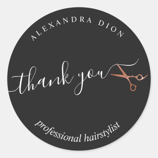 Elegante Kupferschere aus Rose Runder Aufkleber (Vorderseite)