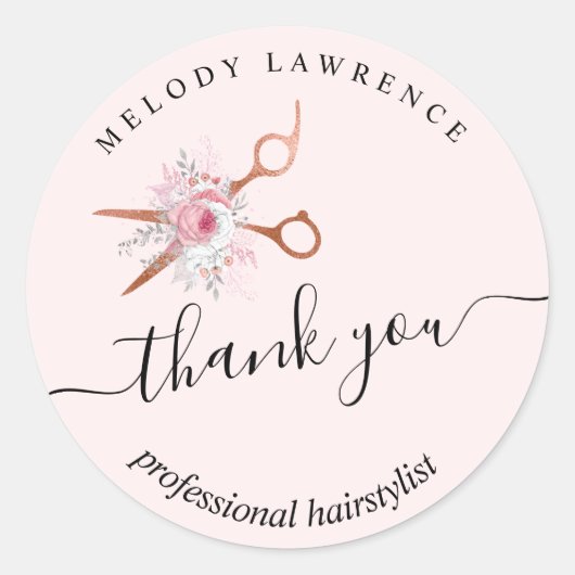 Elegante Kupferschere aus Rose Runder Aufkleber (Vorderseite)