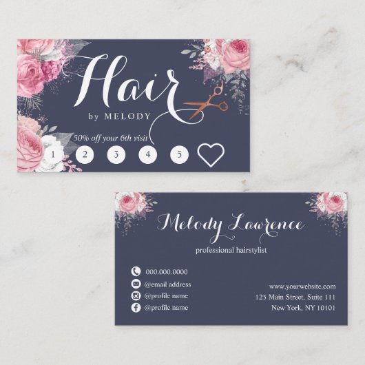 Elegante Kupferschere aus Rose Treuekarte (Vorne/Hinten)