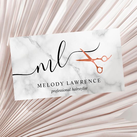 Elegante Kupferschere aus Rose Visitenkarte