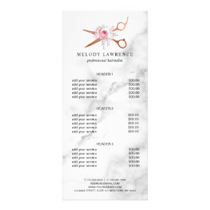 Elegante Kupferschere aus Rose Werbekarte