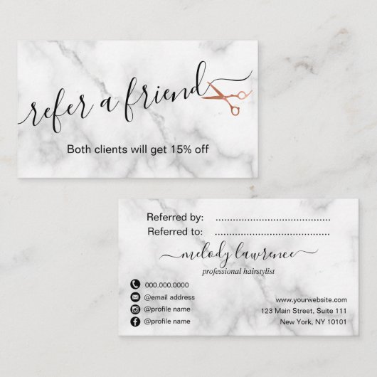 Elegante Kupferschere-Rose Empfehlungskarte (Vorne/Hinten)