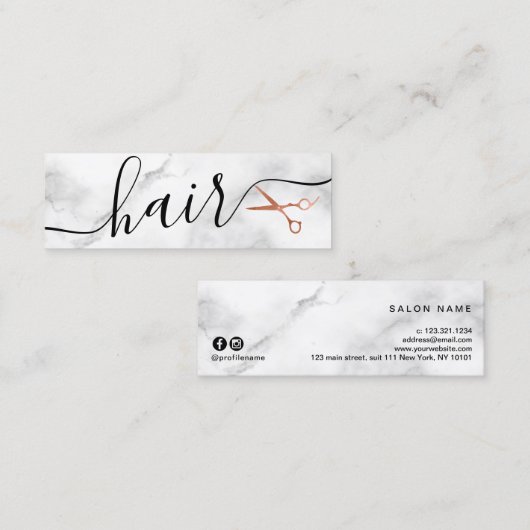 Elegante Kupferschere-Rose Mini Visitenkarte (Vorne/Hinten)