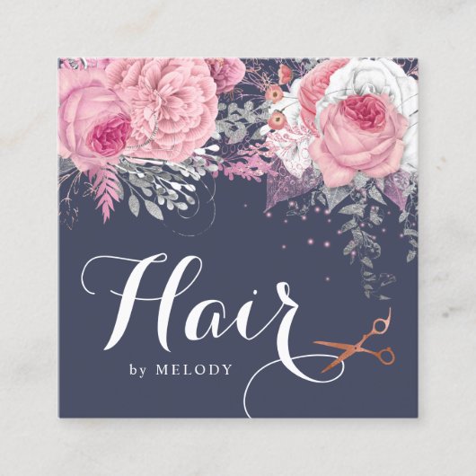 Elegante Kupferschere-Rose Quadratische Visitenkarte (Vorderseite)