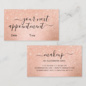 Elegante Kupferschminke-Rose Gold Glitzer Makeup-K Terminkarte (Vorne/Hinten)