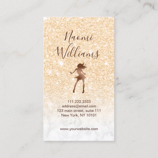 Elegante Kupfersprühtans aus Rose aus Gold Glitzer Visitenkarte (Rückseite)