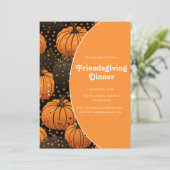 elegante Kürbis fallen Friendsgiving Einladung (Stehend Vorderseite)