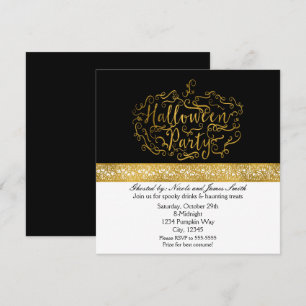 Elegante Kürbis-Schwarz-Weiß- und Gold-Einladungen Einladung