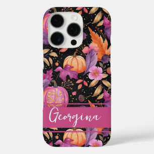 Elegante Kürbis und Blume fallen Muster iPhone 16 Pro Hülle