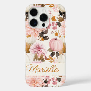 Elegante Kürbis und Blume fallen Muster iPhone 16 Pro Hülle