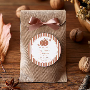 Elegante Kürbisse & Schnuller Baby Shower Favor Runder Aufkleber