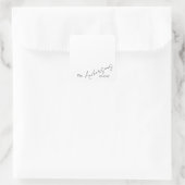 Elegante kursive benutzerdefinierte Text einfache  Quadratischer Aufkleber (Tasche)