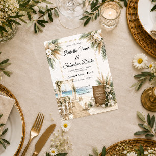 Elegante Küsten-Boho-Romantik-Hochzeit Einladung