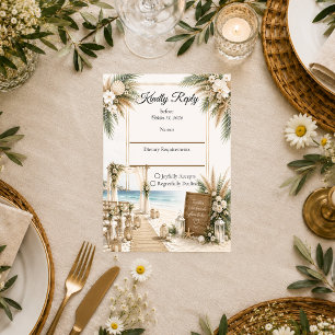 Elegante Küsten-Boho-Romantik-Hochzeit RSVP Karte