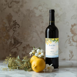 Elegante Küsten-Limonien-Hochzeit Danke Favorit Weinetikett