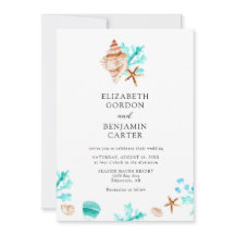 Elegante Küsten-Muschel-Aquarell-Strandhochzeit