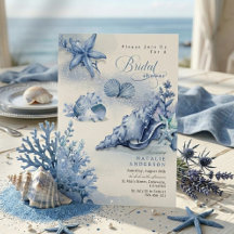 Elegante Küsten-Ozean-Blau-Muschel-Braut- Dusche