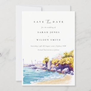 Elegante Küsten-Sand-Strand Felsige Meereslandscha Save The Date