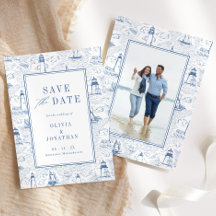 Elegante Küstenhochzeit Blau Toile Foto
