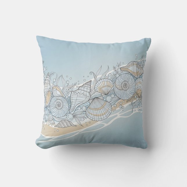 Elegante Küstenmuscheln Kissen (Vorderseite)