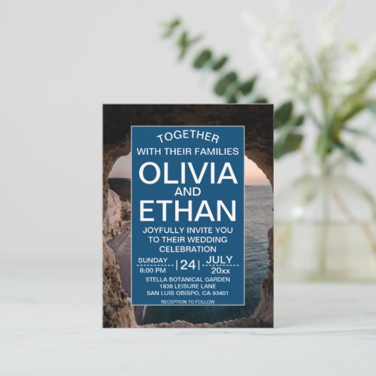 Elegante Küstenstrasse Sommerstrand Hochzeit Postkarte (Stehend Vorderseite)