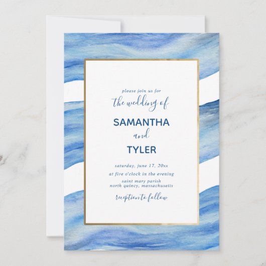 Elegante Küstenwache Wasserfarbenwelt im Klassisch Einladung (Vorderseite)