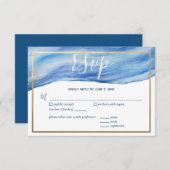 Elegante Küstenwache Wasserfarbenwelt im Klassisch RSVP Karte (Vorne/Hinten)