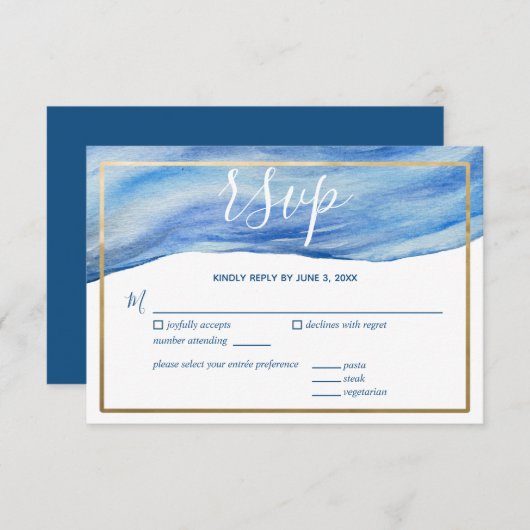 Elegante Küstenwache Wasserfarbenwelt im Klassisch RSVP Karte (Vorne/Hinten)