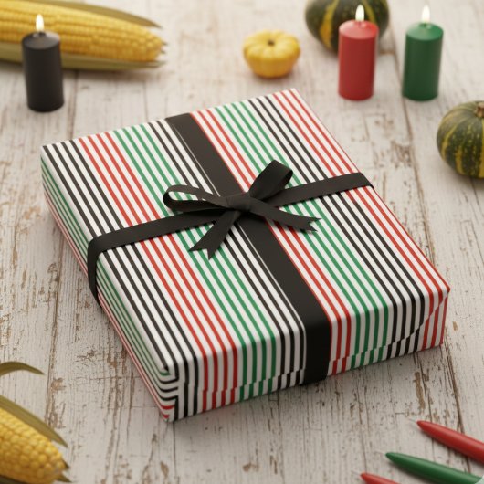 Elegante Kwanzaa-Farben gestreift Geschenkpapier