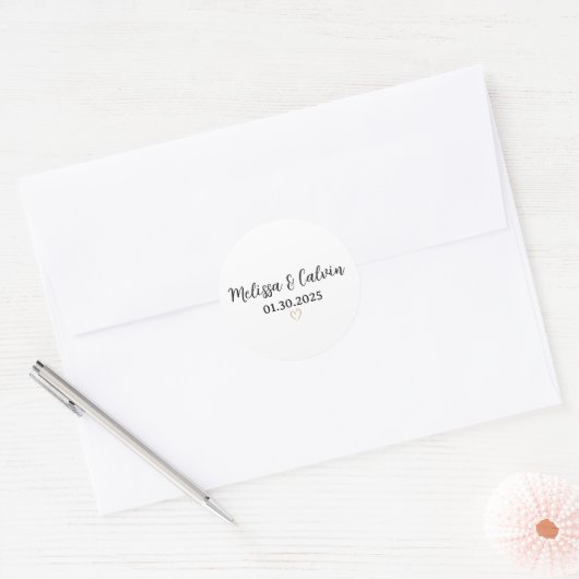 Elegante Labels für Personalisierte Ehepaare Runder Aufkleber (Umschlag)