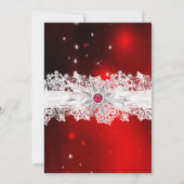 Elegante Lace Bow Red Christmas Holiday Party Einladung (Rückseite)
