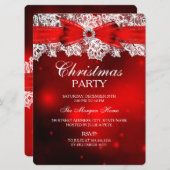Elegante Lace & Bow Weihnachtsfeiertage Einladung (Vorne/Hinten)