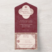 Elegante Lace Floral Chinese Wedding All In One Einladung (Innen Boden)