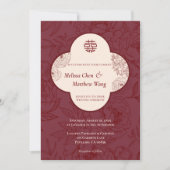 Elegante Lace Floral Chinese Wedding Einladung (Vorderseite)