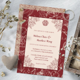 Elegante Lace Floral Chinese Wedding Einladung