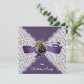 Elegante Lace Geburtstagsparty Einladungen (Stehend Vorderseite)