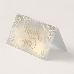 Elegante Lace Gold Glittery Dankeschön Card Visitenkarten