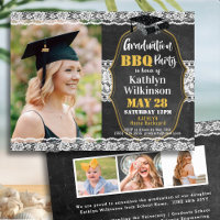 Elegante Lace Silver Glitzer Foto Graduation Party