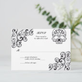 Elegante Lace Skull Calavera RSVP Card (Stehend Vorderseite)