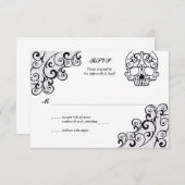 Elegante Lace Skull Calavera RSVP Card (Vorne/Hinten)